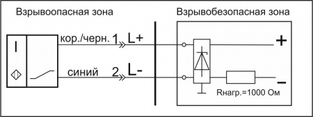 Датчик бесконтактный индуктивный взрывобезопасный стандарта "NAMUR" SNI 07S-4-D-2-HT-Y102