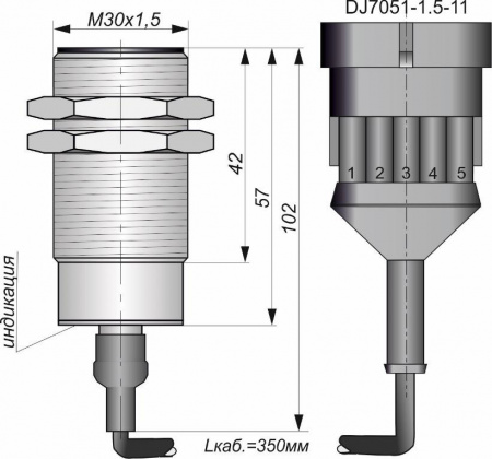 Датчик бесконтактный индуктивный И26-NO/NC-DC-ER-ПГ-Y93(Л63, Lкаб=0,35м)