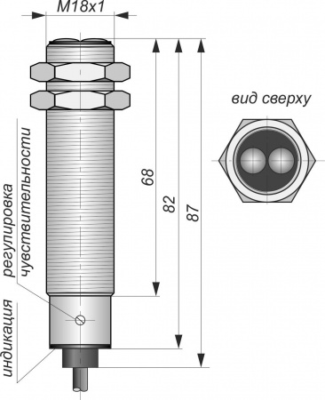 Датчик бесконтактный оптический O01-NO/NC-PNP(Л63, с регулировкой, Lкаб=3м)